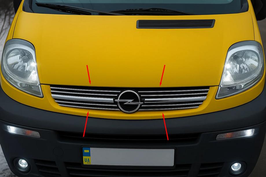 Opel Vivaro 2001–2015 Krom grillister 2001-2007 (8 stk., rustfrit stål) Image