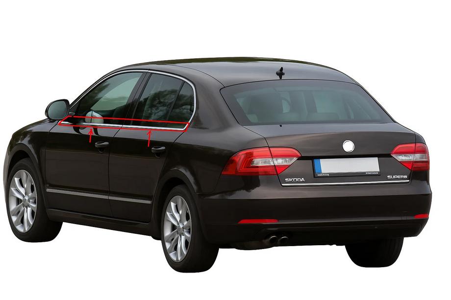 Skoda Superb 2009–2015 Vindueslister (4 stk., rustfrit stål) Image