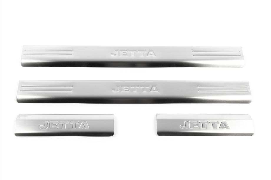 Volkswagen Jetta 2006–2011 Indvendige dørtrinslister (rustfri stål) Sæt med 4 stk. (med tekst), OmsaLine - italiensk rustfrit stål Foto 5