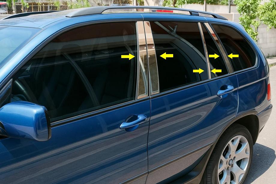 BMW X5 E53 1999–2006 Kromlister til dørstolper (8 stk., rustfrit stål) Image