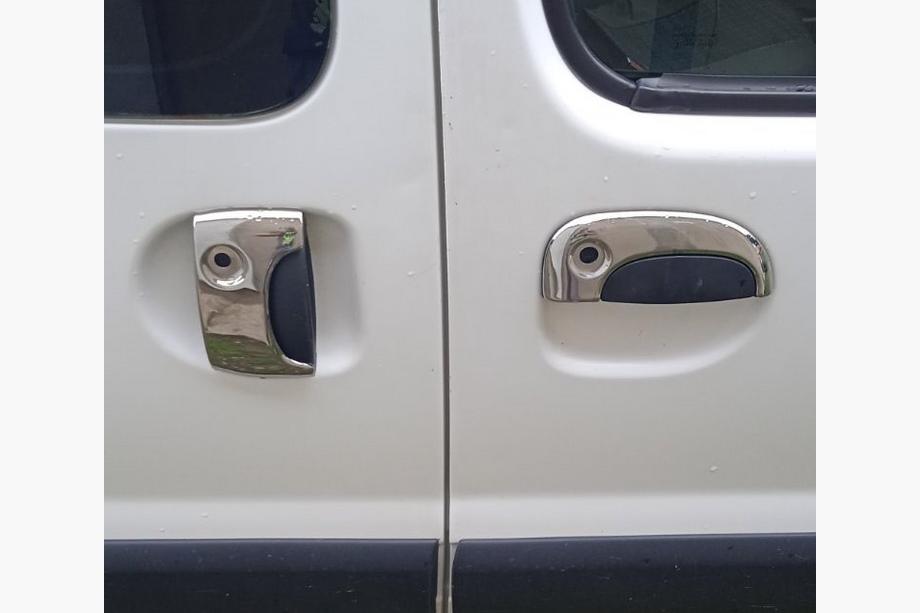 Renault Kangoo 1998–2008 Dørgrebsdæksler i rustfrit stål 2 forreste ↗ 2 skydedørshåndtag Image