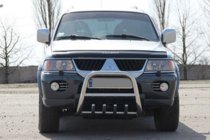 Mitsubishi Pajero Sport 1996–2007 Bullbar QT006 (rustfrit stål) foto 2