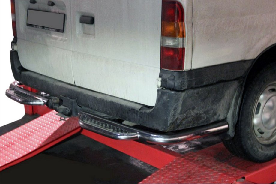 Ford Transit 2000–2014 Bageste beskyttelsesbøjle med trin AK-Special (rustfri) Foto 4