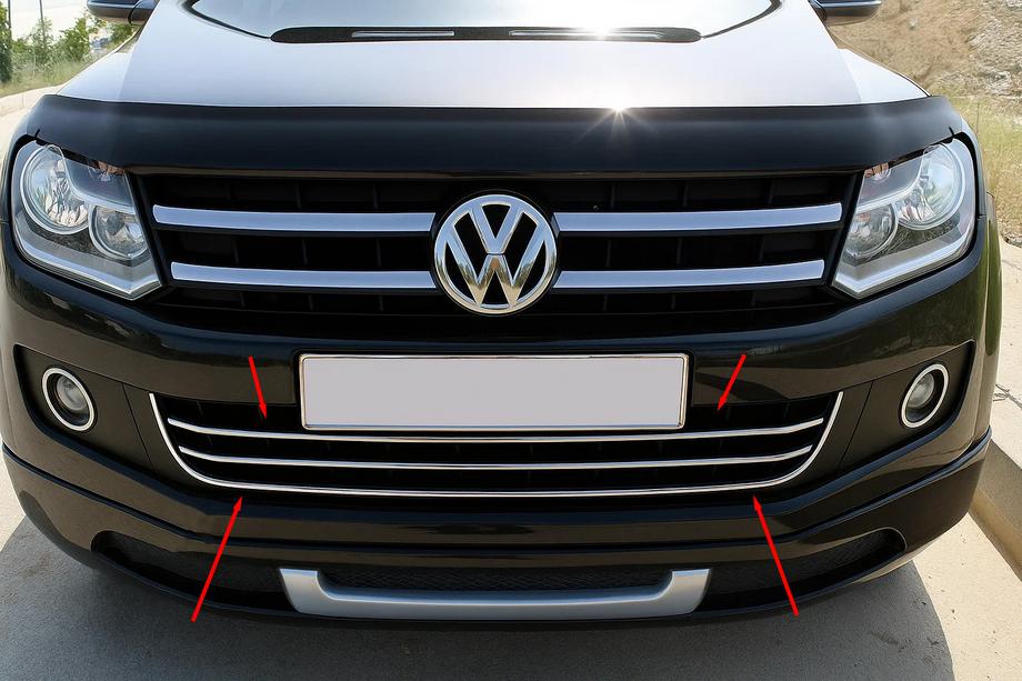 Volkswagen Amarok 2010–2022 Krombeskyttelseslister til forkofanger med "smil" (3 stk., rustfrit stål) Image