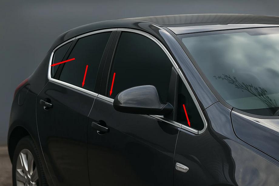 Opel Astra J 2009–2015 Nedre vindueslister (Hatchback, 8 dele, rustfrit stål) Carmos - Tyrkisk stål Image