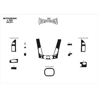 Instrumentbordlister (13 dele) Mitsubishi L200 2006–2015 foto 4