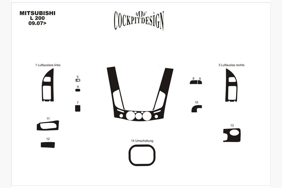 Mitsubishi L200 2006–2015 Instrumentbordlister (13 dele) Titan Foto 4