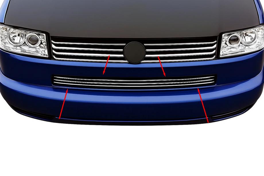 Volkswagen T4 Caravelle/Multivan 1990–2003 Kromafdækninger til kofangergrill "Прямий капот" (3 stk., rustfrit stål) Image