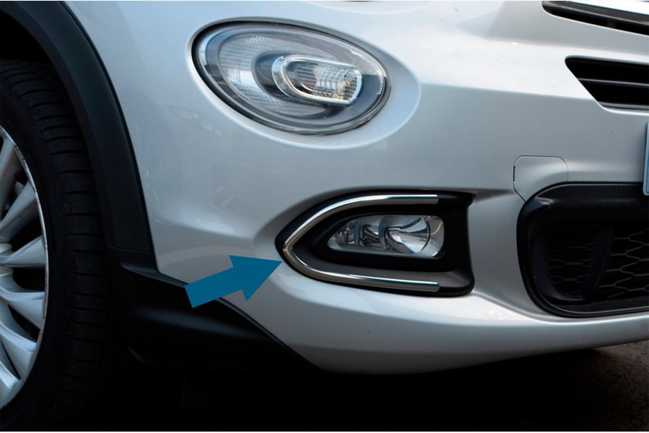 Fiat 500X 2014–2024 Rustfri stål tågelygte-rammer Image