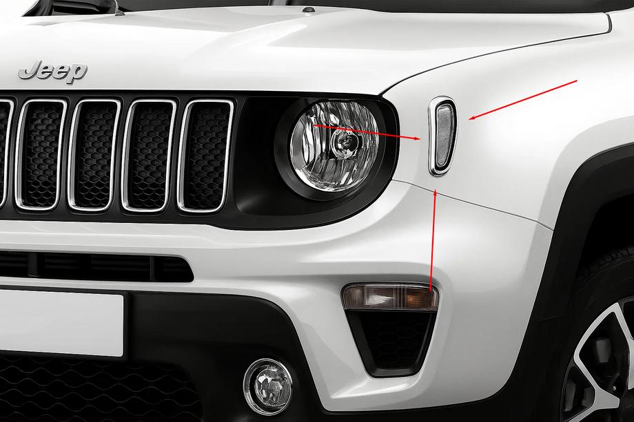 Jeep Renegade 2014– Kromdæksler til sideblink (2 stk. rustfrit stål) Image