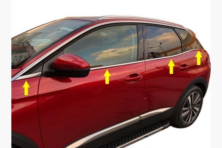 Peugeot 3008 2016–2023 Nedre vindueslister (8 stk., rustfrit stål) Carmos - Tyrkisk stål Image