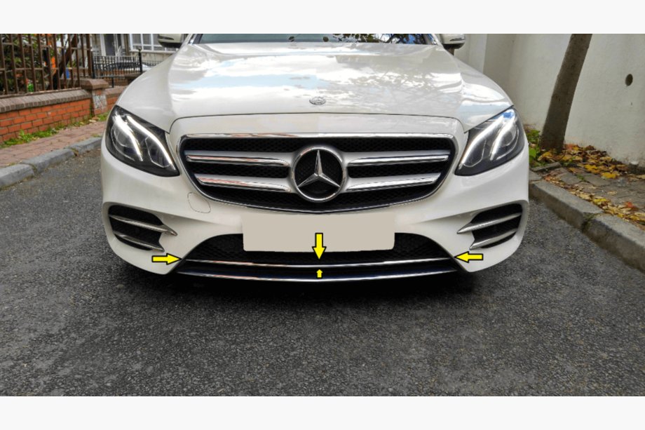 Mercedes E-klasse W213 2016–2023 Kromliste til forreste kofanger 2016-2019 (rustfrit stål) Image