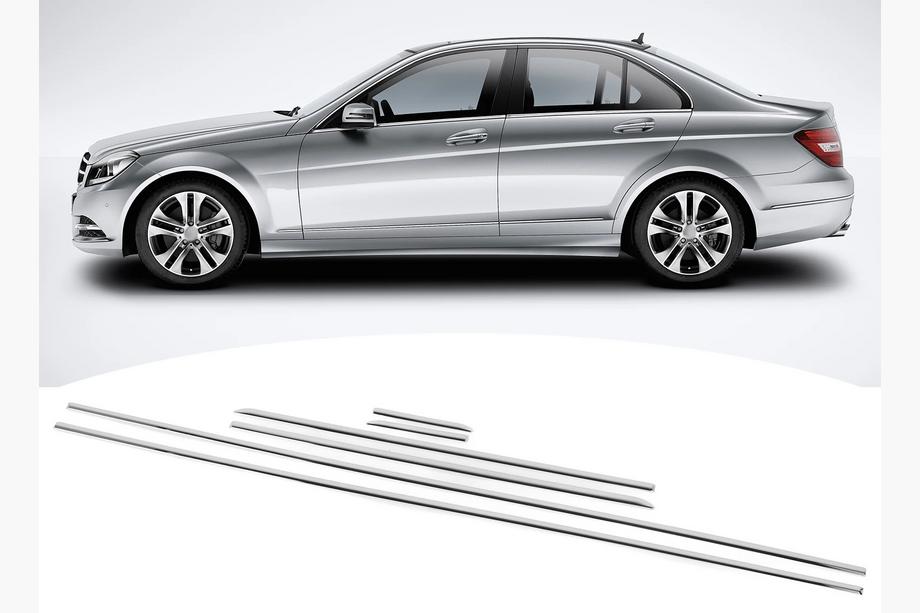 Mercedes C-class W204 2007–2015 Kromafdækninger til vindueslister (6 stk., rustfrit stål) Foto 2