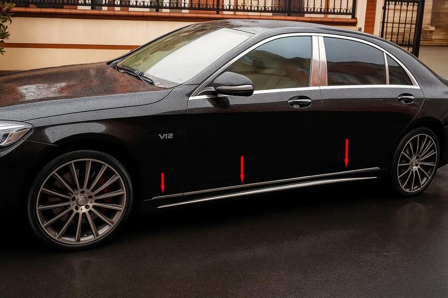 Mercedes S-klasse W222 2013–2022 Pyntelister til dørliste V1 (6 stk., rustfrit stål) Image