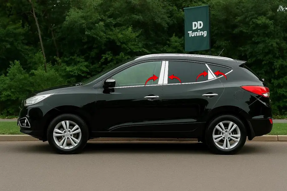 Hyundai IX-35 2010–2015 Dørstolpelister i rustfrit stål (8 stk.) Image
