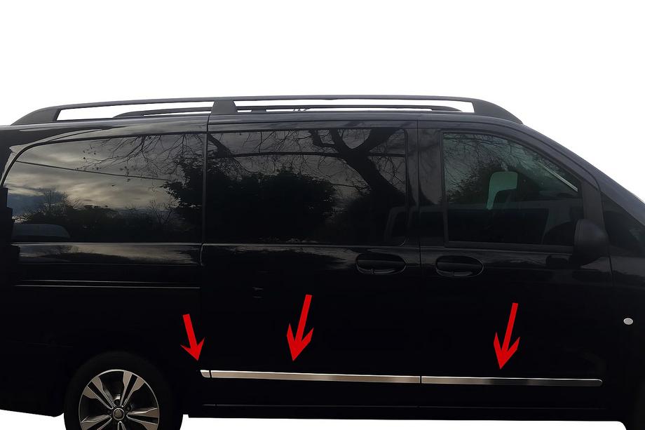 Mercedes Vito/V-klasse W447 2014– Dørkromlister (6 dele, rustfrit stål) Image
