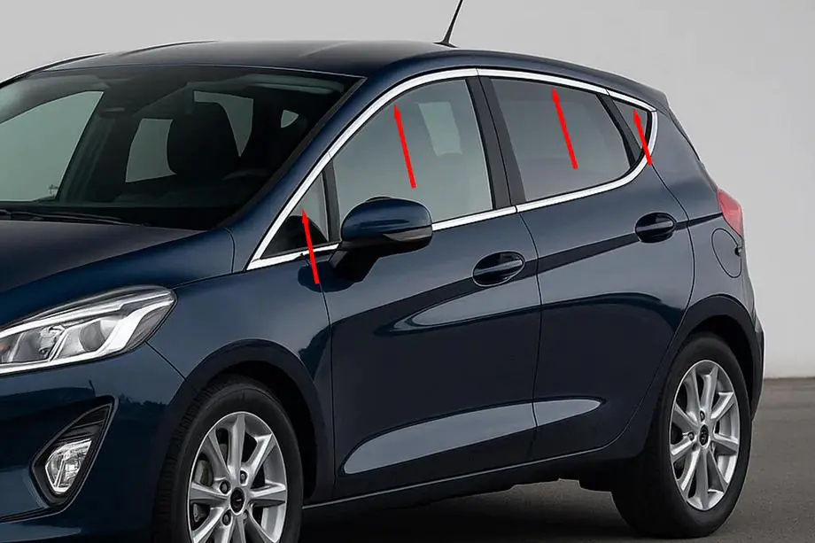 Ford Fiesta 2017– Øvre vindueslister (8 stk., rustfrit stål) Image
