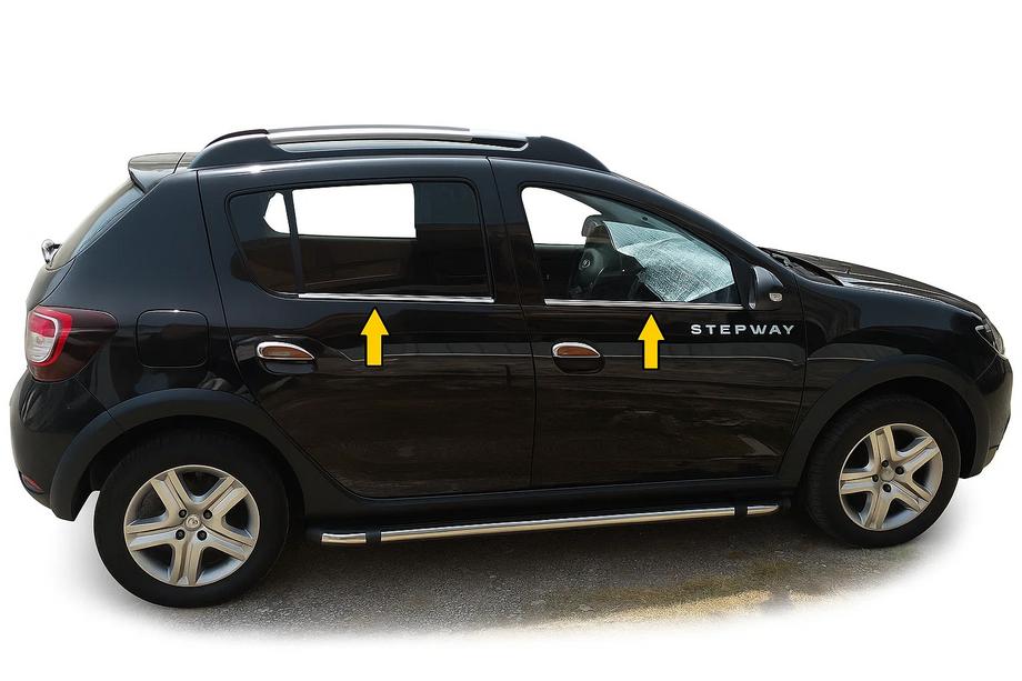 Dacia Sandero 2013–2020 Vindueslister (rustfrit stål) Image