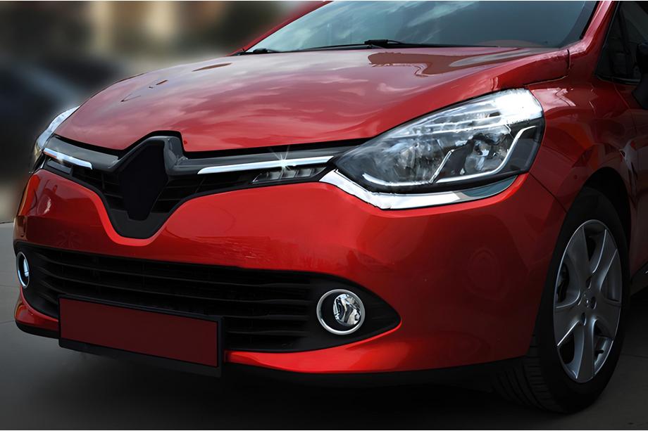 Renault Clio IV 2012–2019 OmsaLine pyntelister til kølergrill (2 stk., rustfrit stål) Krom Image