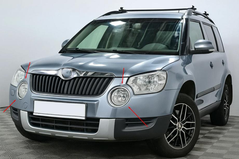 Skoda Yeti 2009–2017 Krom tågelygte-rammer (2009-2013, 2 stk., rustfrit stål) Image
