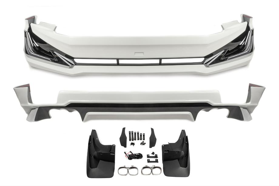 Toyota Land Cruiser Prado 150 2009–2023 Modelista V3-LED kofangertillægsdele til for- og bagkofanger (2017-) Sort farve Image
