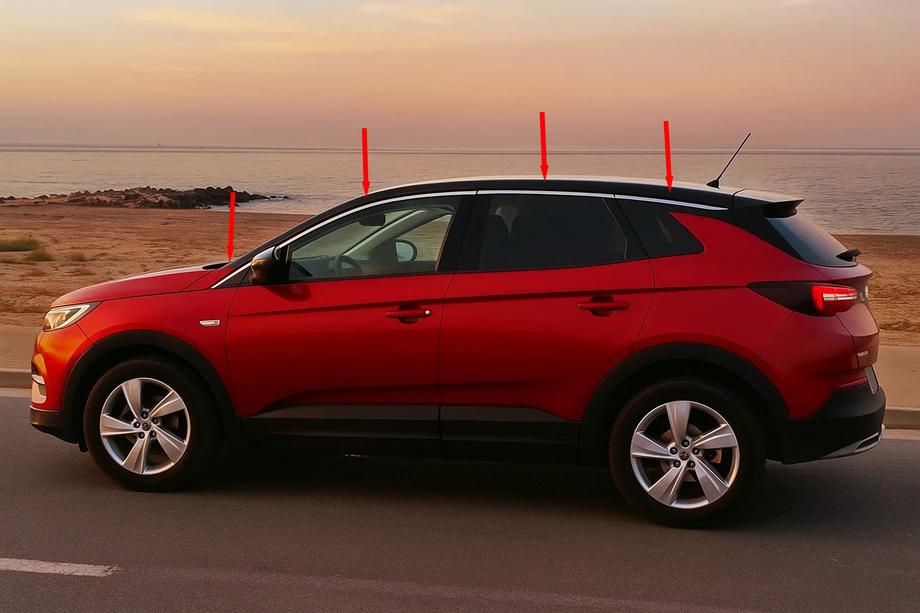 Opel Grandland X 2017– Øvre vindueslister (8 stk., rustfrit stål) Image