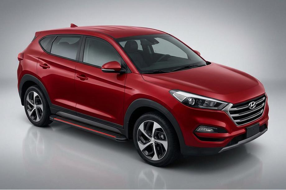 Hyundai Tucson TL 2016–2021 Maya Red-Black side steps (2 stk., aluminium) Image