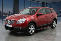 Nissan Qashqai 2007–2010 Maya Red-Black side steps (2 stk., aluminium) foto 1