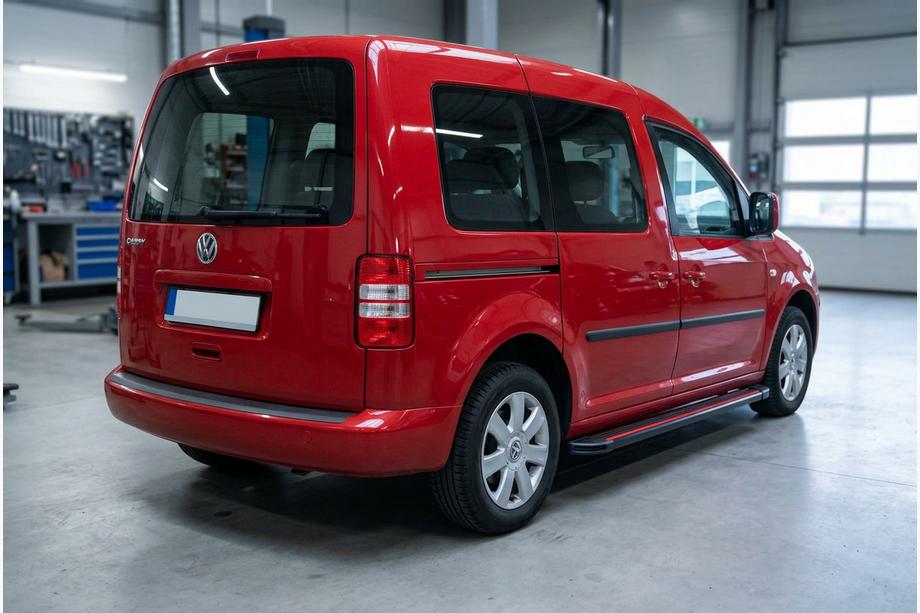 Volkswagen Caddy 2004–2010 Sidetrin Maya Red (2 stk., aluminium) Image