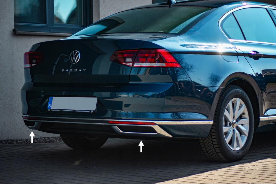 Volkswagen Passat B8 2015–2023 OmsaLine SD/SW udstødningsrør-rammer (2019+, 3 stk, rustfrit stål) Image