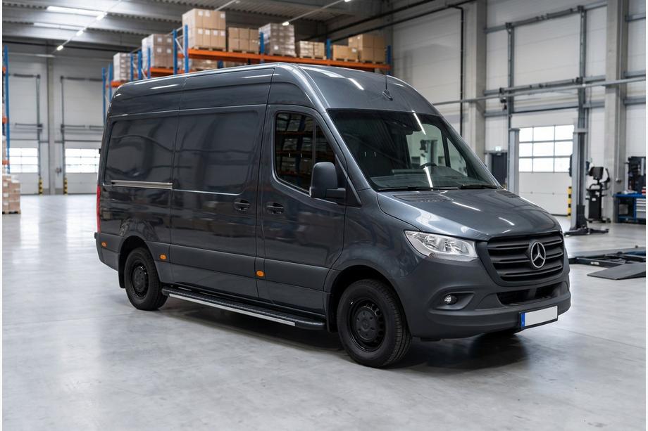 Mercedes Sprinter W907/W910 2018– Sidetrin Bosphorus Grey (2 stk., aluminium) Mellemlang akselafstand - forhjulstræk Image