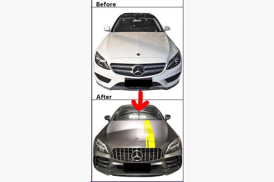 Mercedes C-klasse W205 2014–2021 Bodykit-sæt med komplet bagkofanger (Black Mamba C63GT-design) Foto 10