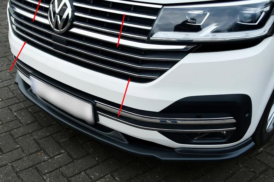 Volkswagen T6 2015–2024 Krom kølergrill-lister 2019+ (5 stk., rustfrit stål) OmsaLine - Italiensk rustfrit stål Image