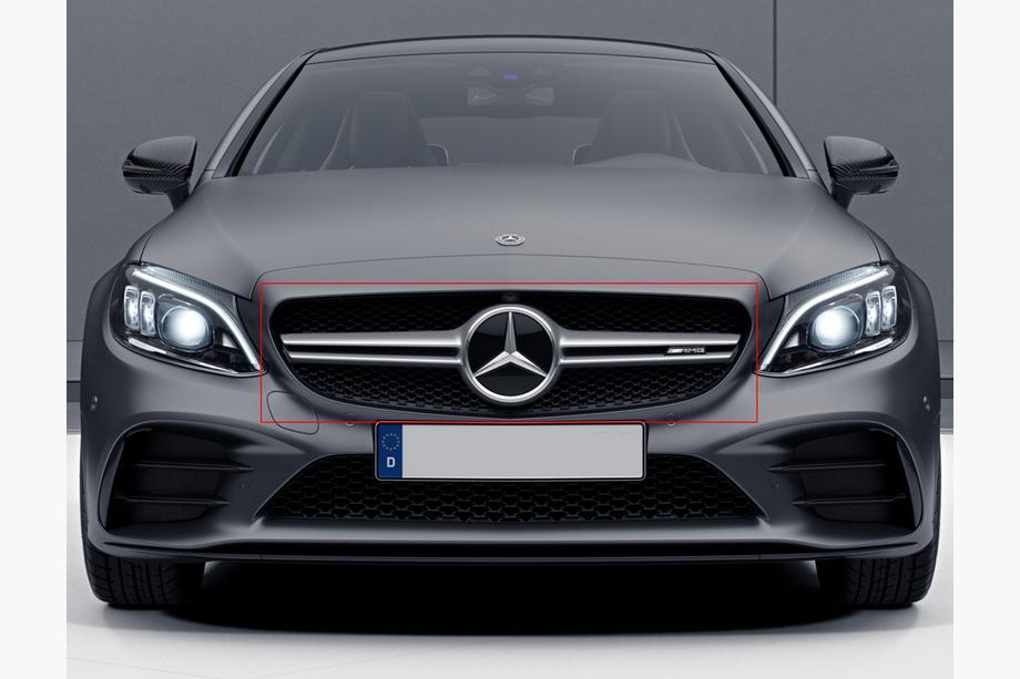 Mercedes C-klasse W205 2014–2021 AMG Silver frontgrill (til Avantgarde/AMG-Line/C43 AMG) 2014-2018, med kamera Image