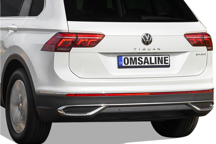 Volkswagen Tiguan 2016–2023 Pyntelister med udstødningsrørs-imitationsender 2020+ (3 stk., rustfrit stål) Carmos - Tyrkisk stål Image