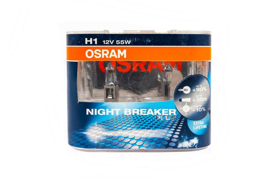 Osram H1 55W 64150NBP Night Breaker Plus forlygtepære Foto 1