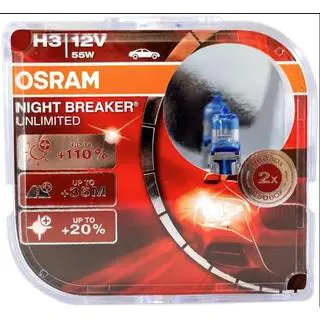 Osram H3 forlygtepære 55W 64151nbu Night Breaker Unlimited +110% (2 stk)