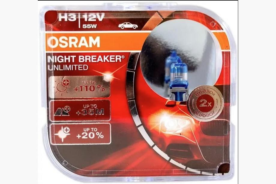 Osram H3 forlygtepære 55W 64151nbu Night Breaker Unlimited +110% (2 stk) Foto 1