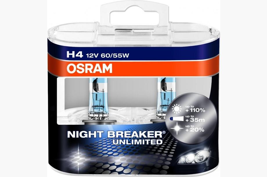 Osram H4 60/55W Night Breaker Unlimited +110% 64193NBU forlygtepære Image