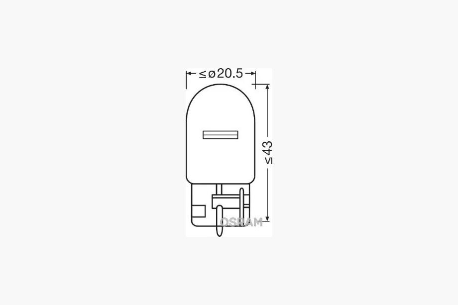 Osram 7505 W21W 12V 21W W3x16d signallampe (1 stk.) Foto 2