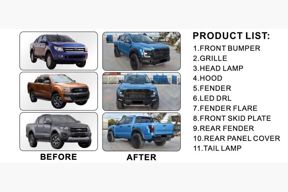 Ford Ranger 2011–2022 Karrosserikit (F150 Raptor-design 2015-2020) Foto 2