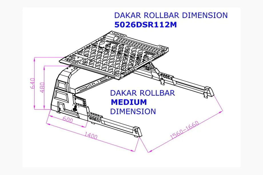 Nissan Navara/NP300 2016– Rollbar med kurv Dakar (til rullecover) Foto 8