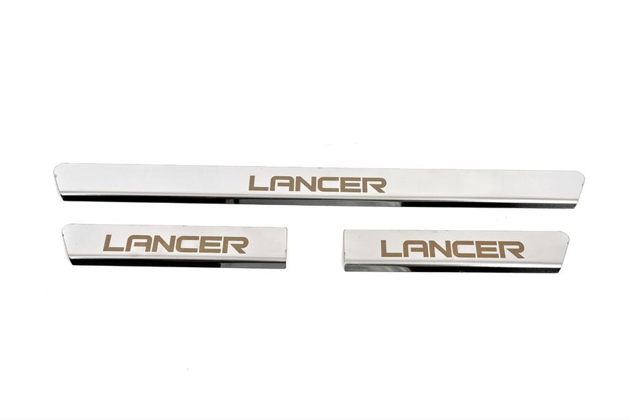 Mitsubishi Lancer 9 2004–2008 NEDSAT! Carmos dørtrinslister (3 stk., rustfrit stål) Image