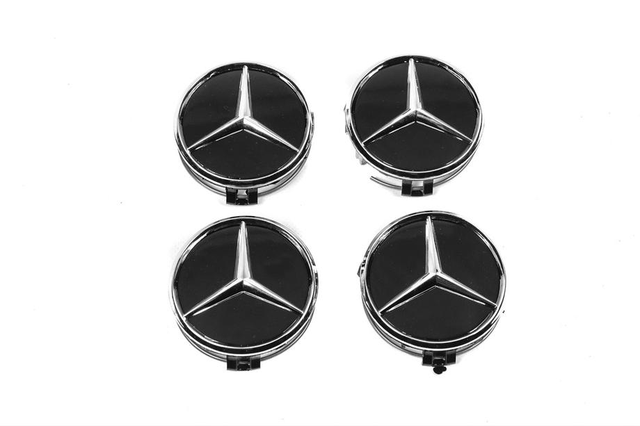 Mercedes-Benz Centerkapsler til fælge 70/75 mm med ring (4 stk, sorte) Foto 2