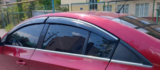 Chevrolet Cruze 2009–2015 Vindafvisere med kromliste (4 stk., Sunplex Chrome) foto 2
