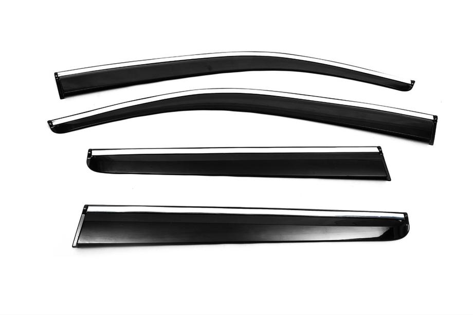Nissan Navara 2006–2015 Vindafvisere med kromliste (4 stk., Sunplex Chrome) Foto 3