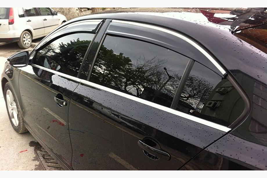 Volkswagen Jetta 2011–2018 Vindafvisere med kromliste (4 stk., Sunplex Chrome) Image