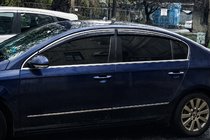 Volkswagen Passat B6 2006–2012 Vindafvisere med kromliste (4 stk., Sunplex Chrome) foto 3