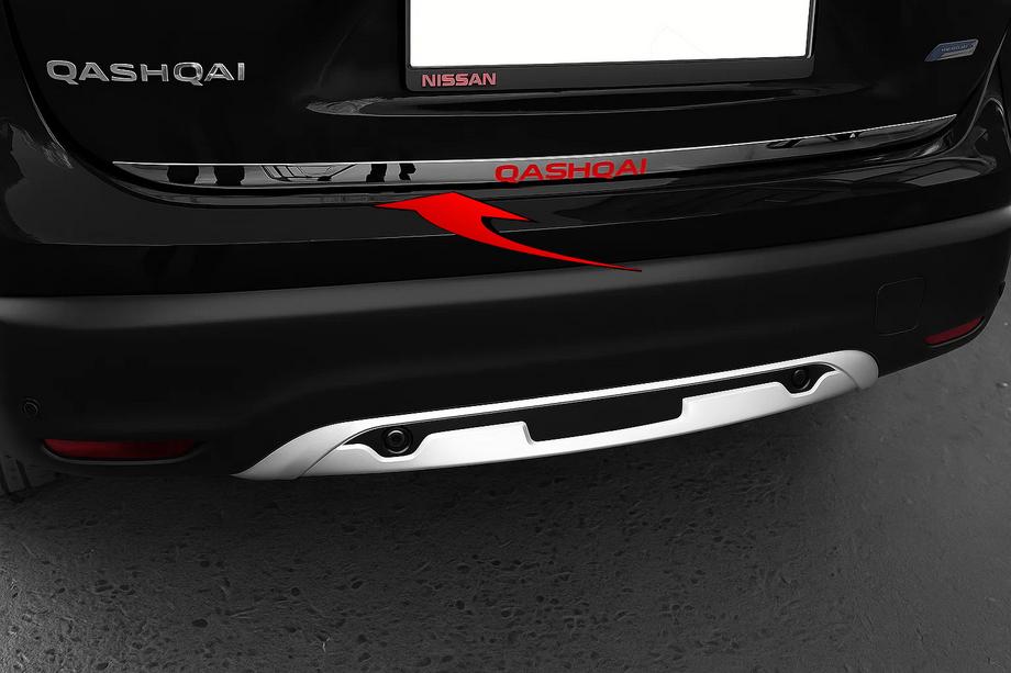 Nissan Qashqai 2014–2021 Bagagerumskantliste med tekst (Libao, rustfrit stål) Image