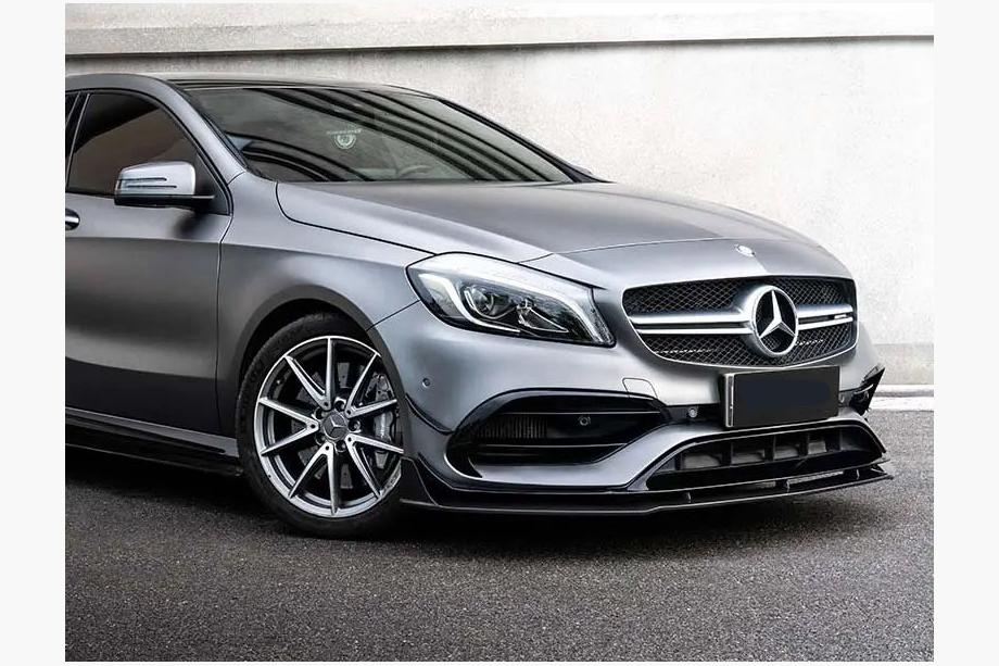 Mercedes A-Klasse W176 2012–2018 Frontlip spoiler (til AMG-Line / A45 AMG HB 2016-2018, sort) Image